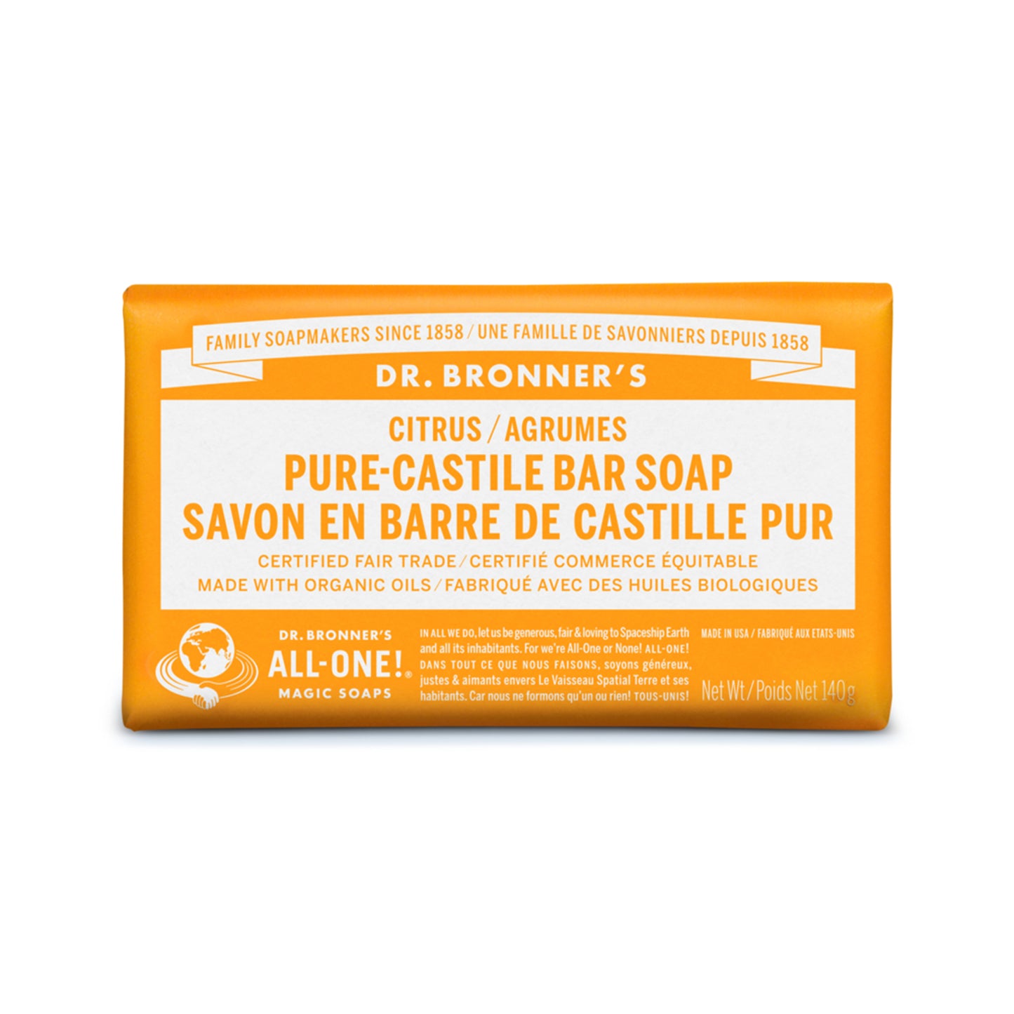 BARRE SAVON CASTILLE AGRUMES DR BRONNERS PURE CASTILLE CITRUS SOAP BAR STUDIO SKYN