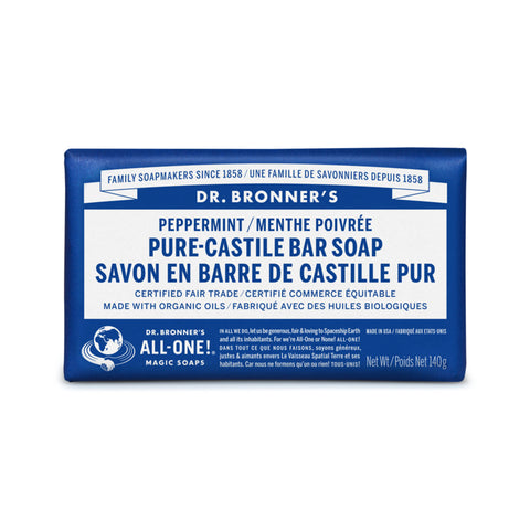 BARRE SAVON CASTILLE MENTHE POIVREE DR BRONNERS PURE CASTILLE PEPPERMINT SOAP BAR STUDIO SKYN