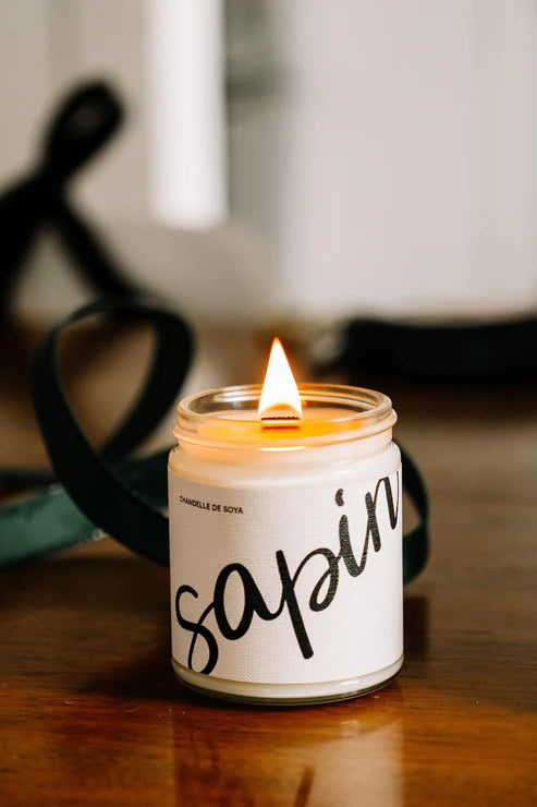 CHANDELLE DE SOYA - Sapin - mèche de bois