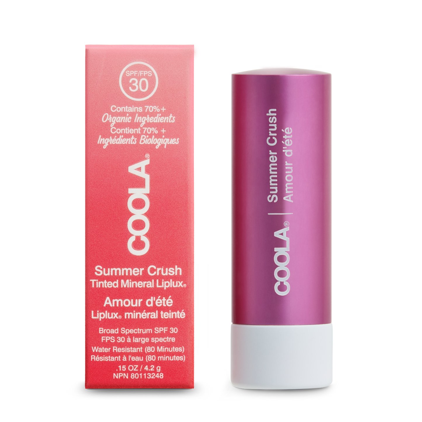 Baume à lèvres teinté bio Mineral Liplux® avec protection solaire SPF 30