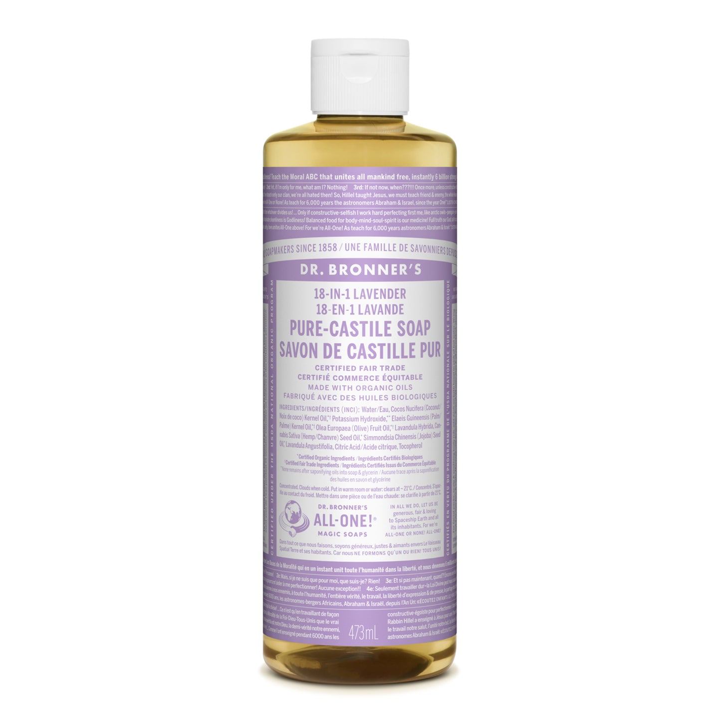 SAVON CASTILLE LAVANDE 473 ML DR BRONNERS PURE CASTILLE LAVENDER SOAP STUDIO SKYN